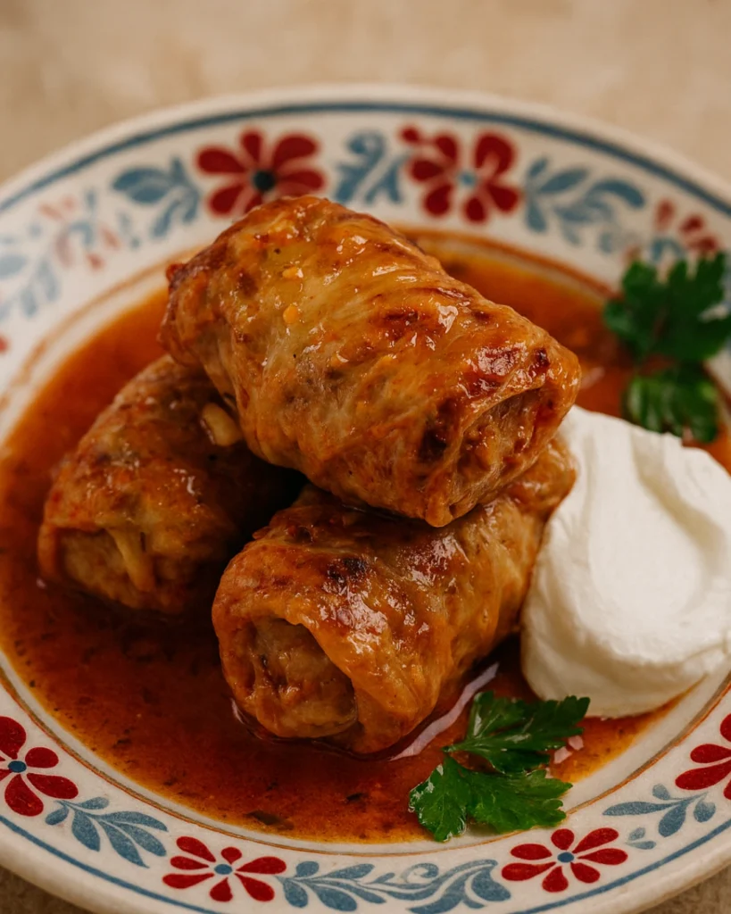 Domaća sarma od kupusa servirana na tanjiru
