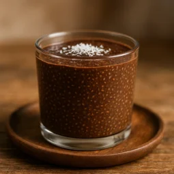 Čia puding s kakaom bez šećera u čaši