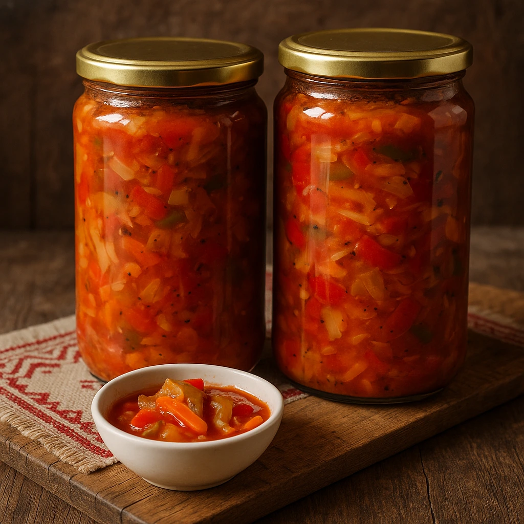 Domaća lovačka salata u teglama – recept za zimnicu od paprika, paradajza, mrkve i luka