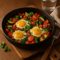 Keto zapečena jaja s povrćem u tavi jednostavan recept