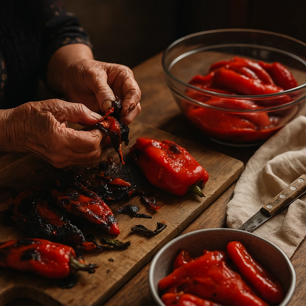Domaći ajvar recept – guljenje pečenih paprika za zimnicu