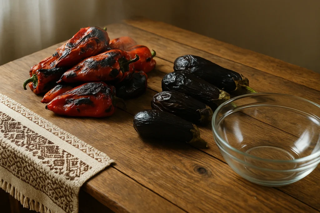 Ispečene crvene paprike i patlidžani za domaći ajvar recept – priprema zimnice