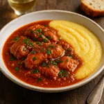 Dalmatinski brudet s palentom recept – tradicionalni riblji paprikaš u bogatom umaku poslužen uz kremastu palentu u rustikalnom tanjuru
