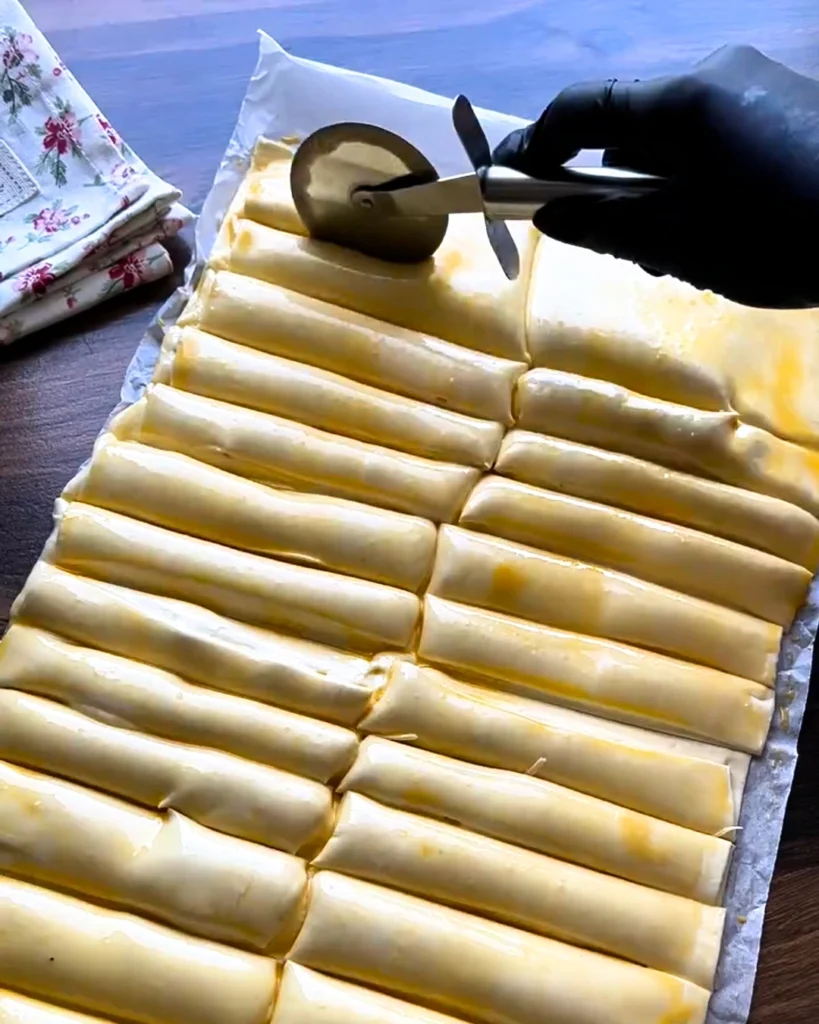 Lisnati puding štapići rezanje lisnatog tijesta na željene oblike
