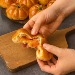 Odlamanje tople mini pizze s topljenim sirom