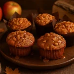 Muffini s jabukama i cimetom s hrskavim crumble posipom i karamel preljevom u jesenskom ambijentu